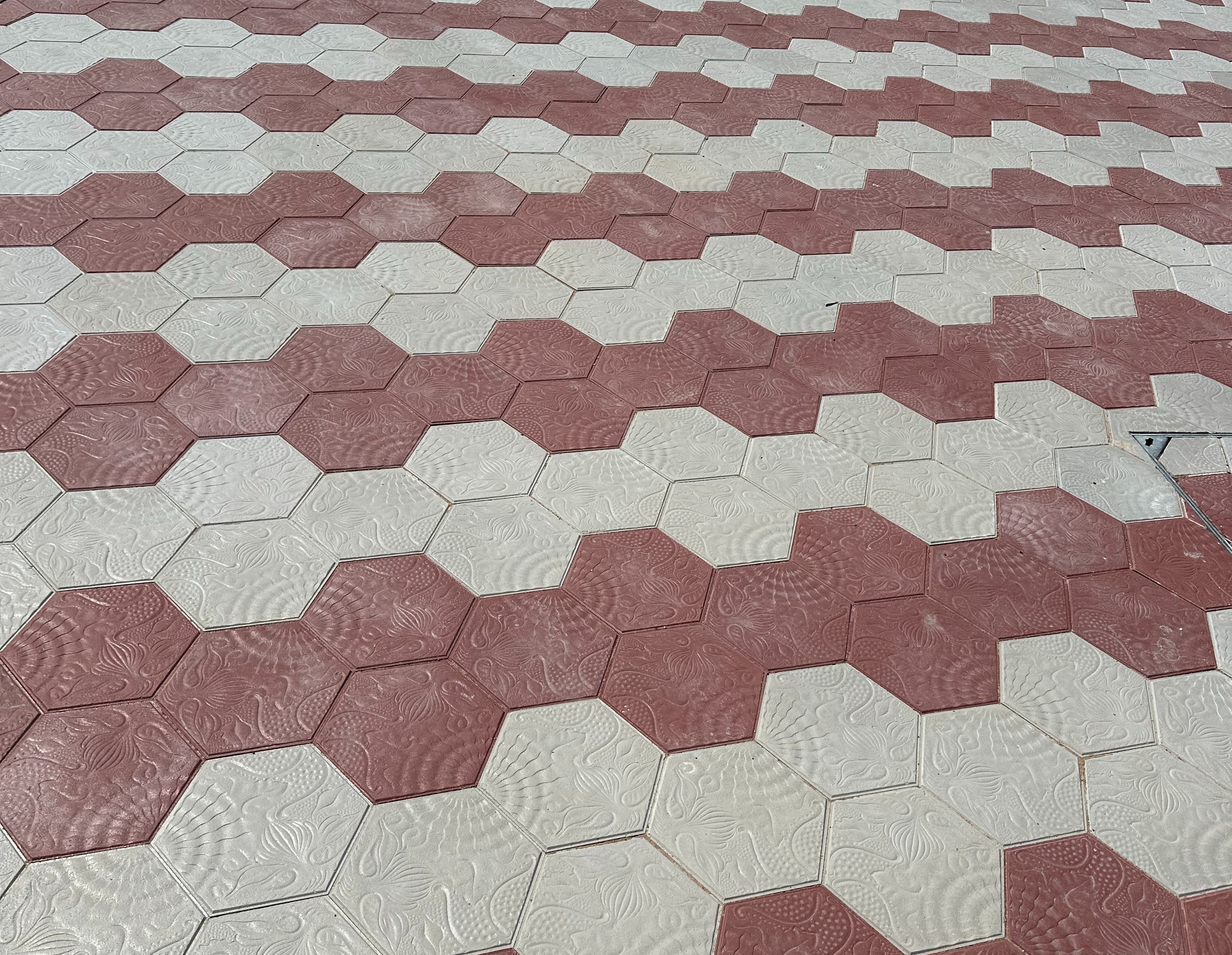 Hexagonal paving on St Editha's Square in Tamworth