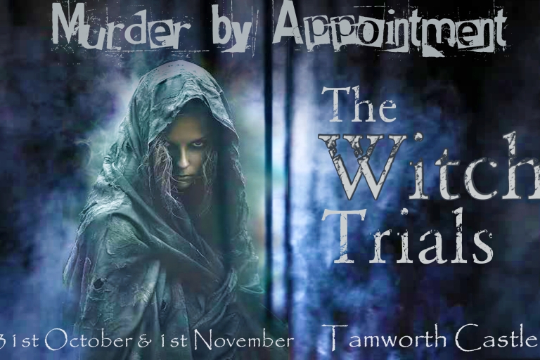 graphic image with dark background of a person in a hooded cloak looking spooky