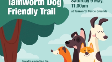 poster with dogs and green tree
