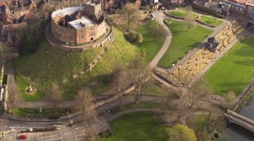 Aerial view of Tamworth Castle