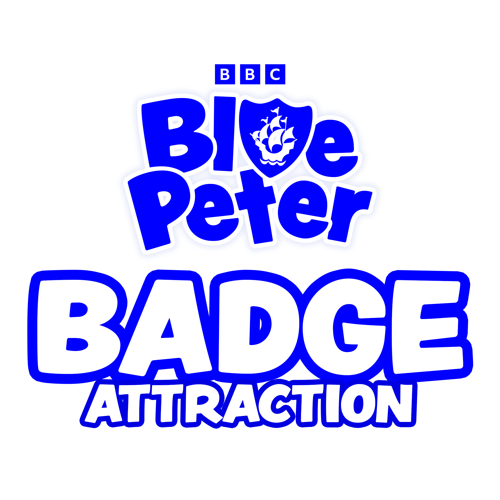 white background poster with blue writing and badge shield