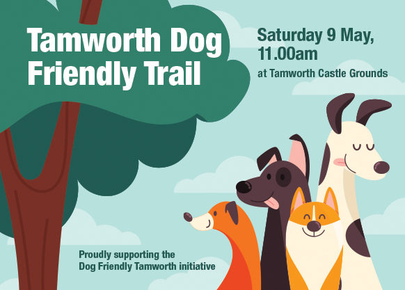 poster with dogs and green tree