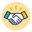 yellow icon with 2 shaking hands