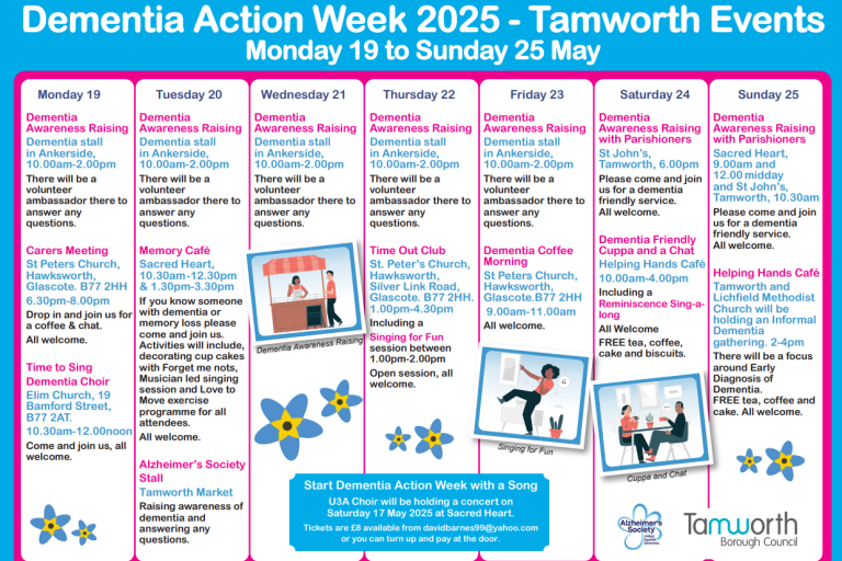 Calendar of events for Dementia Action Week 2025