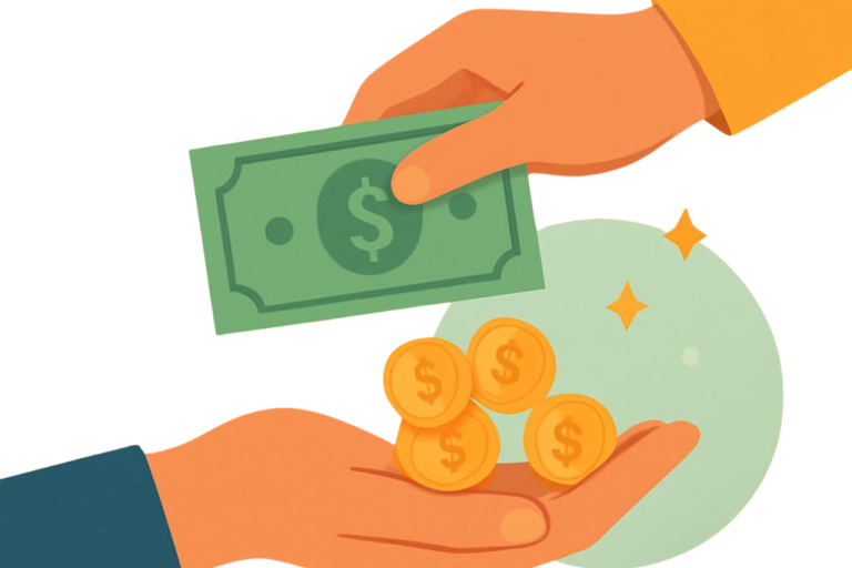 two hands exchanging money