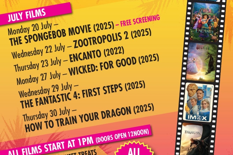 poster with yellow background and a film reel