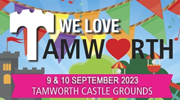 Poster for 'We Love Tamworth' festival with dates and location