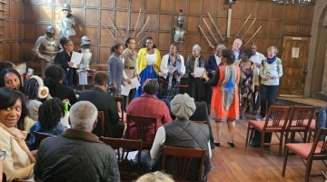 a choir performing in front of a congregation