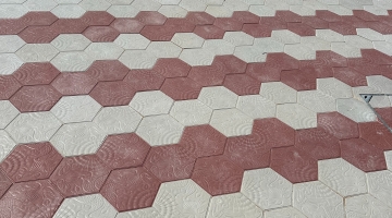 Hexagonal paving on St Editha's Square in Tamworth