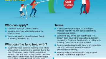 poster with blue background and detailing cost of living support